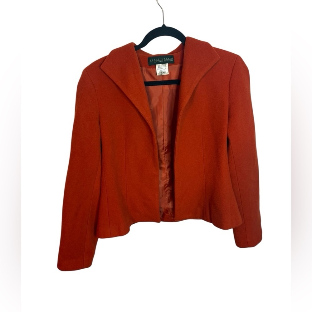Harve Benard Vintage Orange Wool Cashmere Open Front Coat